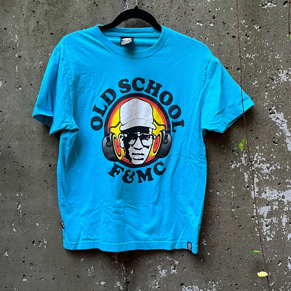 Franklin & Marshall Old School Graphic Tee Shirt, Turquoise, Made in Italy, S